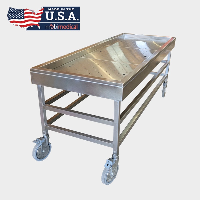 Embalming/Operating Table with Perforated Washing Surface