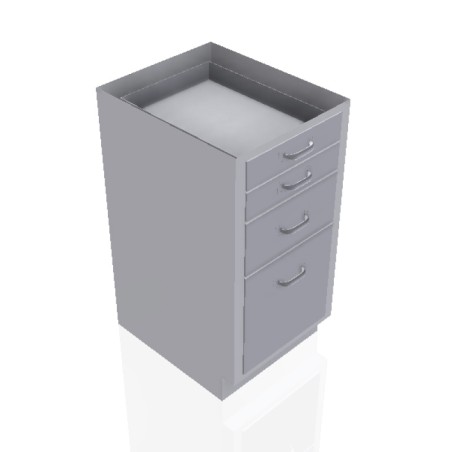 18" Stainless Steel Base Cabinet: 2 Small Drawers, 1 Medium Drawer, 1 Extra Large Drawer