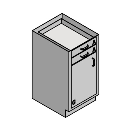 18" Stainless Steel Base Cabinet: 2 Small Drawer, 1 Right Door
