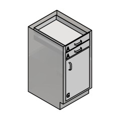 18" Stainless Steel Base Cabinet: 2 Small Drawer, 1 Left Door