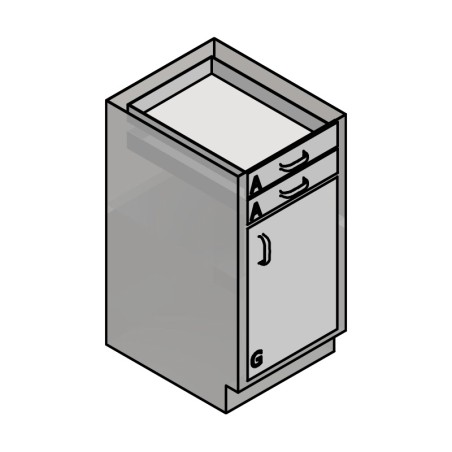 18" Stainless Steel Base Cabinet: 2 Small Drawer, 1 Left Door