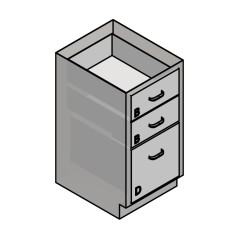 18" Stainless Steel Base Cabinet: 2 Medium Drawers, 1 Extra Large Drawer