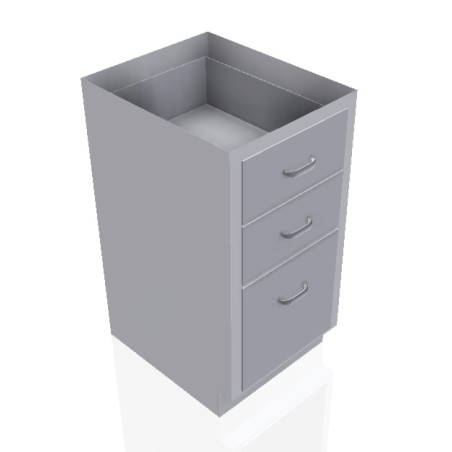 18" Stainless Steel Base Cabinet: 2 Medium Drawers, 1 Extra Large Drawer