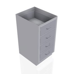 18" Stainless Steel Base Cabinet: 4 Medium Drawers