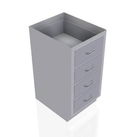 18" Stainless Steel Base Cabinet: 4 Medium Drawers