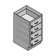 18" Stainless Steel Base Cabinet: 4 Medium Drawers