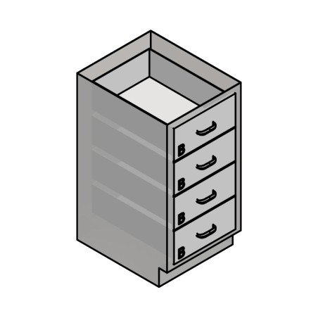18" Stainless Steel Base Cabinet: 4 Medium Drawers