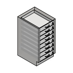 18" Stainless Steel Base Cabinet: 8 Small Drawers