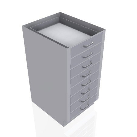 18" Stainless Steel Base Cabinet: 8 Small Drawers