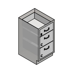 18" Stainless Steel Base Cabinet: 1 Medium Drawer, 2 Large Drawers