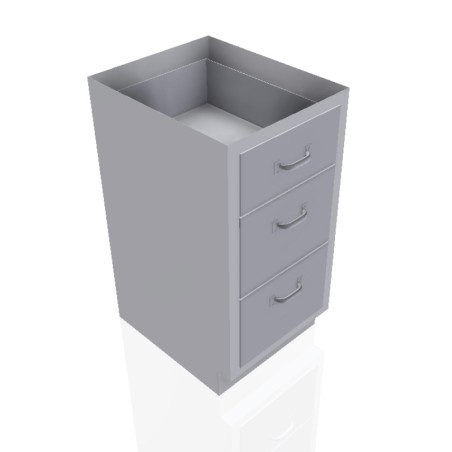 18" Stainless Steel Base Cabinet: 1 Medium Drawer, 2 Large Drawers