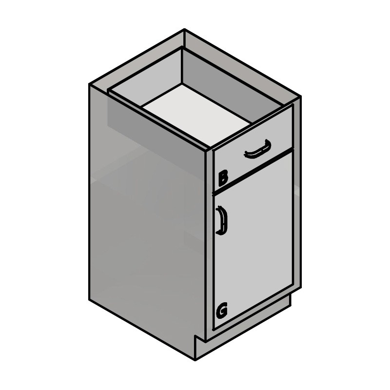 18" Stainless Steel Base Cabinet: 1 Medium Drawer, 1 Left Door 18" Stainless Steel Base Cabinet: 1 Medium Drawer, 1 Left Door
