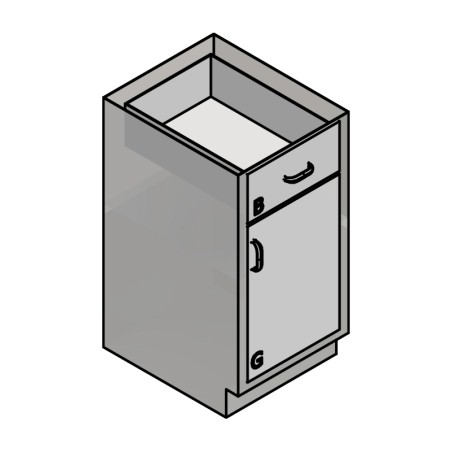 18" Stainless Steel Base Cabinet: 1 Medium Drawer, 1 Left Door