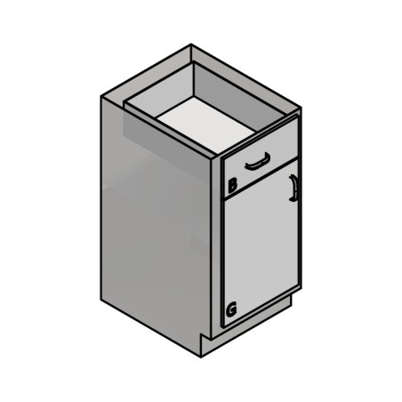 18" Stainless Steel Base Cabinet: 1 Medium Drawer, 1 Right Door