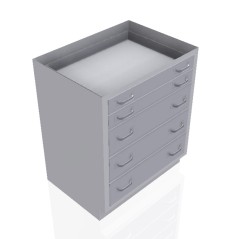 30" Stainless Steel Base Cabinet: 2 Long Small Drawers,  3 Long  Medium Drawers