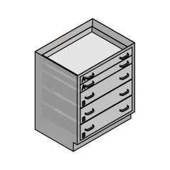 30" Stainless Steel Base Cabinet: 2 Long Small Drawers,  3 Long  Medium Drawers