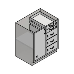 30" Stainless Steel Base Cabinet: 2 Small Drawers, 3 Medium Drawers, Left Door