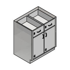 30" Stainless Steel Base Cabinet: 2 Medium Drawers, 2 Doors
