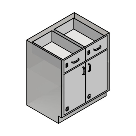 30" Stainless Steel Base Cabinet: 2 Medium Drawers, 2 Doors