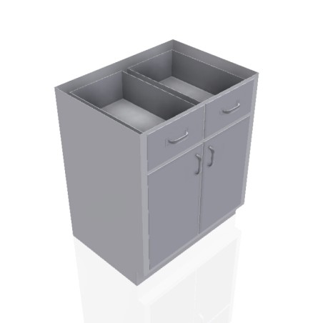 30" Stainless Steel Base Cabinet: 2 Medium Drawers, 2 Doors