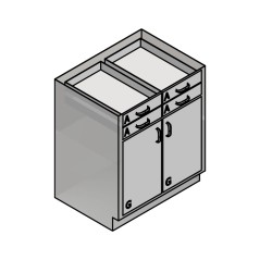 30" Stainless Steel Base Cabinet: 4 Small Drawers, 2 Doors