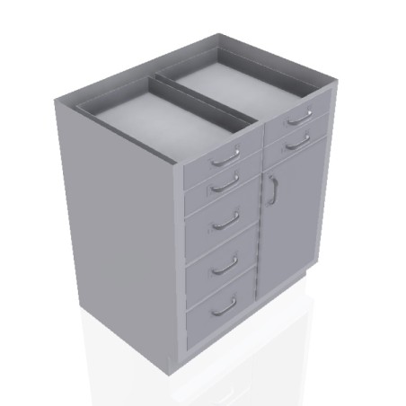 30" Stainless Steel Base Cabinet: 4 Small Drawers, 3 Medium Drawers, Right Door