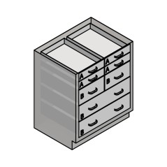 30" Stainless Steel Base Cabinet: 4 Small Drawers, 2 Medium Drawers, 2 Long Medium Drawers