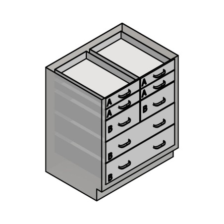 30" Stainless Steel Base Cabinet: 4 Small Drawers, 2 Medium Drawers, 2 Long Medium Drawers