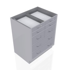 30" Stainless Steel Base Cabinet: 4 Small Drawers, 2 Medium Drawers, 2 Long Medium Drawers