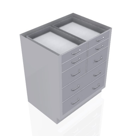 30" Stainless Steel Base Cabinet: 4 Small Drawers, 2 Medium Drawers, 2 Long Medium Drawers