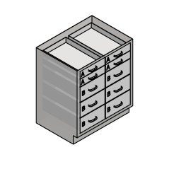 30" Stainless Steel Base Cabinet:4 Small Drawers,  6 Medium Drawers