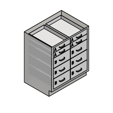 30" Stainless Steel Base Cabinet:4 Small Drawers,  6 Medium Drawers