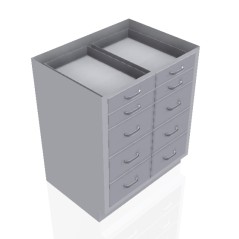 30" Stainless Steel Base Cabinet:4 Small Drawers,  6 Medium Drawers