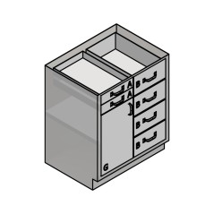 30" Stainless Steel Base Cabinet: 2 Small Drawers, 4 Medium Drawers, Left Door