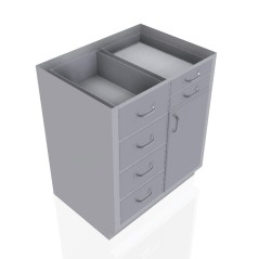 30" Stainless Steel Base Cabinet: 2 Small Drawers, 4 Medium Drawers, Right Door