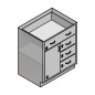 30" Stainless Steel Base Cabinet: 1 Long Medium Drawers, 3 Medium Drawers, Left Door 30" Stainless Steel Base Cabinet: 1 Long Medium Drawers, 3 Medium Drawers, Left Door