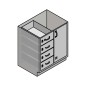 30" Stainless Steel Base Cabinet: 4 Medium Drawers, Right Door 30" Stainless Steel Base Cabinet: 4 Medium Drawers, Right Door