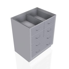 30" Stainless Steel Base Cabinet: 4 Medium Drawers, 2 Long Medium Drawers