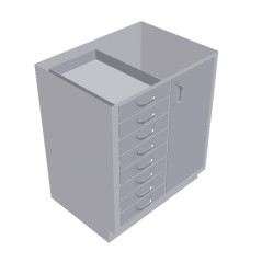 30" Stainless Steel Base Cabinet: 8  Small Drawers, 1 Right Door