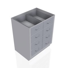 30" Stainless Steel Base Cabinet: 8 Medium Drawers