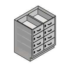 30" Stainless Steel Base Cabinet: 8 Medium Drawers