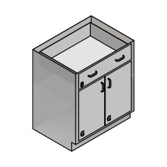 30" Stainless Steel Base Cabinet: 1 Long Medium Drawer, 2 Doors