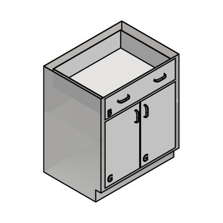 30" Stainless Steel Base Cabinet: 1 Long Medium Drawer, 2 Doors
