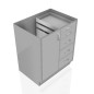 30" Stainless Steel Base Cabinet: 2 Small Drawers, 3 Medium Drawers, Left Door