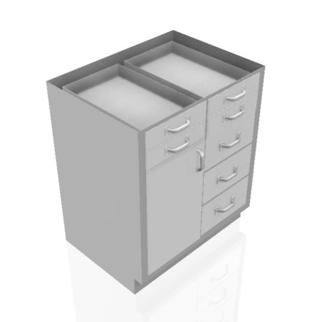 30" Stainless Steel Base Cabinet: 4 Small Drawers, 3 Medium Drawers, Left Door