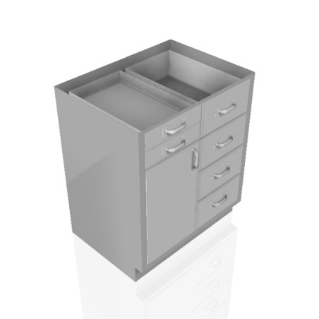 30" Stainless Steel Base Cabinet: 2 Small Drawers, 4 Medium Drawers, Left Door