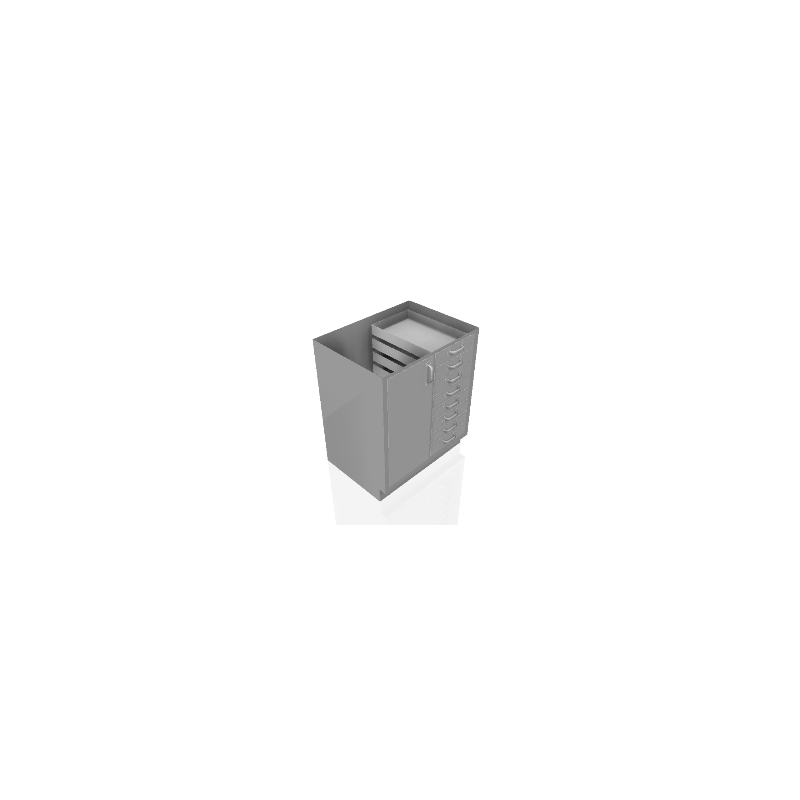 30" Stainless Steel Base Cabinet: 8  Small Drawers, 1 Left Door