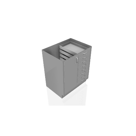30" Stainless Steel Base Cabinet: 8  Small Drawers, 1 Left Door