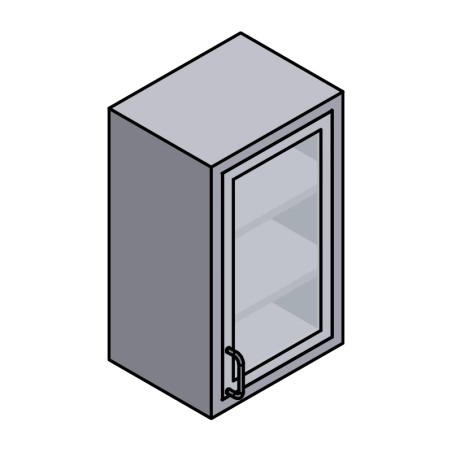 18" Stainless Steel Wall Cabinet: 30" Tall Single Glass Door - Left