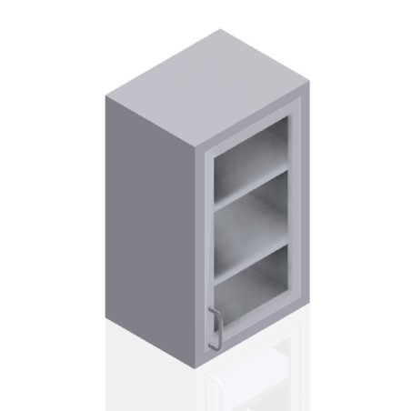 18" Stainless Steel Wall Cabinet: 30" Tall Single Glass Door - Left